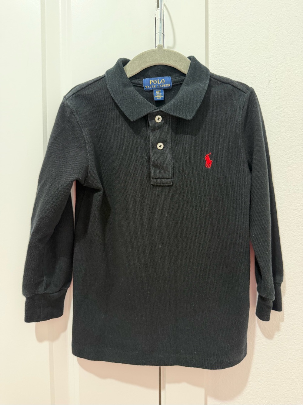 Polo by Ralph Lauren Black Long-Sleeve Polo with Red Pony Logo